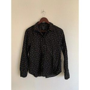 Madewell Crescent Moon Black Button Down Shirt Long Sleeve Sz M